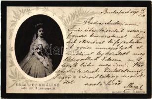 1898 Erzsébet királyné, gyászlap. Rigler József Ede kiadása / Sissy, obituary card, Art Nouveau