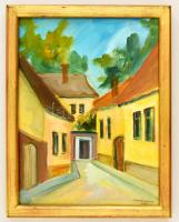 Molnár Bertalan (1933-): Kisvárosi utca. Akril, vászon, jelzett, keretben, 40×30 cm