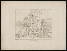 cca 1830 Nepomuk Muxel (1790-1870): 5 db rézkarc, papír, jelzett a dúcon, 24x18 cm