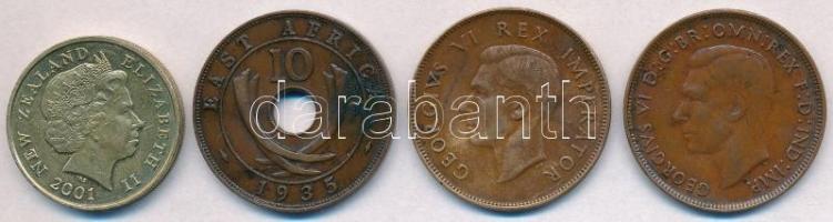 Vegyes: Új Zéland 2001. 2$ Al-Br "Nagy kócsag" + Kelet-Afrika 1935. 10c Br "V. György...