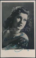 Kelly Anna (1919-1965) énekesnő dedikált fotólapja, 14x8,5 cm