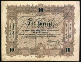 1848. 10Ft "Kossuth bankó" előlapon kézzel érvénytelenítve. T:restaurált