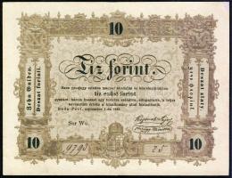 1848. 10Ft "Kossuth bankó" előlapi 10-es értékszám erősen jobbra tolódva. T:restaurált