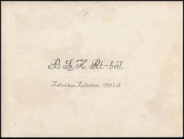 1939 B.SZ.K. Rt. bál Katolikus Kultúrház, csoportkép, hátoldalán feliratozva, 18x24 cm