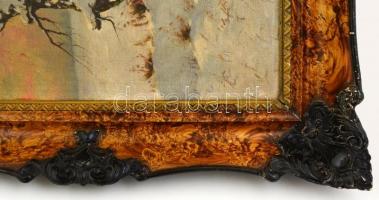 Németh jelzéssel: Téli táj. Olaj, vászon, dekoratív keretben, 60×80 cm