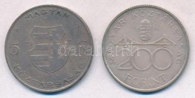 1947. 5Ft Ag "Kossuth" + 1994. 200Ft Ag "Deák" T:2-,2