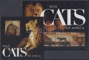African wild cats minisheet + block, Afrikai vadmacskák kisív + blokk