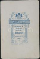 cca 1900 Kisfiú műtermi portréja, keményhátú fotó Mai budapesti műterméből, 16,5x11 cm