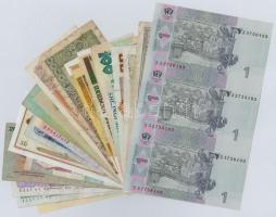 20db-os vegyes külföldi bankjegy tétel, közte Dél-Afrika, Tanzánia, Brazília, Románia, Malajzia, ill...
