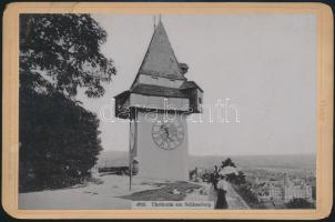 cca 1890 N. D. de Laghet temetője és Schlossberg 2 db fotó / N. D. de Laghet cemetary and Graz,  Schlossberg 2 photos 8x11 and 17x12 cm