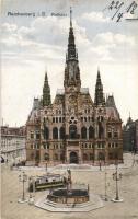 Liberec, Reichenberg i. Böhmen; Rathaus / town hall, tram