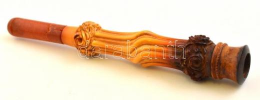 Tajték szipka, sérült, tokban, h: 15 cm