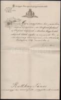 1889 Nagybitsei aljegyzővé történő kinevezés Szilágyi Dezső (1840-1901) igazságügy-miniszter aláírásával, szárazpecséttel