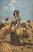 A warm day. Harvest, folklore art postcard. s: Prof. E. Henseler (EK)