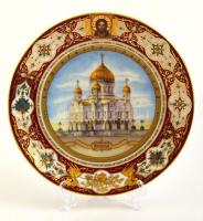 Jelzett Moszkva emlék falitányér, matricás, hibátlan, d:19 cm