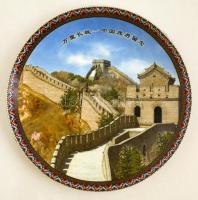 Jelzett kínai emlék falitányér (A kínai nagy fal), matricás, hibátlan, d:21 cm