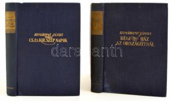 2 db Komáromi János kötet: CS. és Kir. szép napok. h. n., é. n., Genius. Régi ház az országútnál. h. n., é. n., Genius. Kiadói egészvászon kötésben.