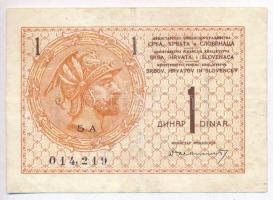 Szerb-Horvát-Szlovén Királyság 1919. 1D T:III Kingdom of the Serbs, Croats and Slovenes 1919. 1 Dinar C:F Krause 12