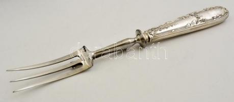 Ezüst (Ag.) nyeles saláta és szárnyas szervírozó készlet, eredeti hiányos dobozában, jelzett,  h:19-...