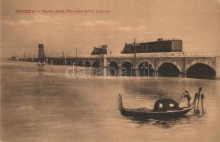Venice, Venezia; Ponte della Ferrovia sulla Laguna / railway bridge with locomotives