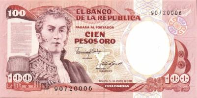 Kolumbia 1984+86. 100P 2klf évszámmal T:I