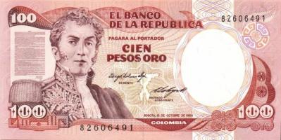 Kolumbia 1984+86. 100P 2klf évszámmal T:I