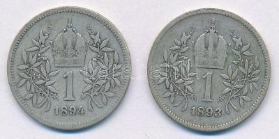 Ausztria 1893-1894. 1K Ag "Ferenc József" (2xklf) T:2-,3
Austria 1893-1894. 1 Corona Ag &...