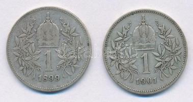 Ausztria 1899-1901. 1K Ag "Ferenc József" (2x) T:2-
Austria 1899-1901. 1 Corona "Fra...