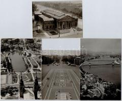 1962 Budapest, Hősök tere, 2 db feliratozott vintage fotó, 9x12 cm + 7 db modern légi felvétel Magya...