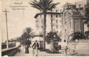 Sanremo, San Remo; Passeggiata dellImperatrice, Nuovo Hotel Riviera / street view, automobile, man with bicycle (EK)