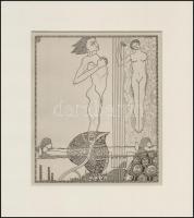 Kozma Lajos (1884-1948): Vágyakozás. Cinkográfia, papír, jelzett a cinkográfián, paszpartuban, 19,5×16,5 cm