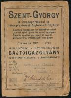 1926 Szent György a lovassportokkal és lótenyésztéssel foglalkozó folyóirat fényképes sajtóigazolván...