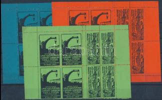 1913-1914 I.P.U. 2 db levélzáró 4-es tömb kettős fogazással (egy ívszél hiányzik)