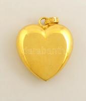 Aranyozott ezüst(Ag) szív medál, jelzett, 2,5x2,5 cm, 6,9 g