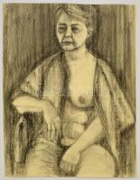 Barcsay jelzéssel: Ülő női akt. Szén, papír, 63×48 cm