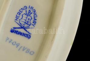 Herendi Viktória mintás tálka, kézzel festett, jelzett, kopásnyomokkal, 12×6 cm