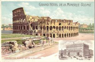 Rome, Roma; Grand Hotel de la Minerve. Anfiteatro Flavio detto il Colosseo / hotel advertisement, litho