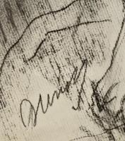 Hincz jelzéssel: Ülő női akt. Szén, papír, 70×50 cm