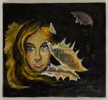 PTK jelzéssel: Női arc. Olaj, farost, 54×60 cm