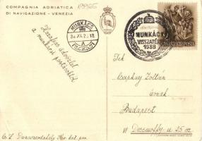 Compagnia Adriatica di Navigazione Venezia / Italian shipping company advertisement. "1938 Munk...
