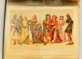 Évszázadok divatjai. Képgyűjtemény 60 db, nagyrészt régi divat metszetek reprodukciói, hátoldalukon ...