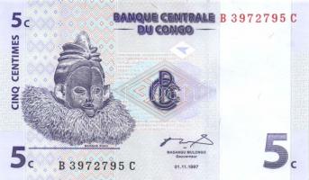 Kongó 1997. 1c, 5c, 10c, 20c, 50c, 1F, 5F T:I