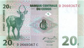 Kongó 1997. 1c, 5c, 10c, 20c, 50c, 1F, 5F T:I