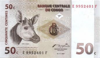 Kongó 1997. 1c, 5c, 10c, 20c, 50c, 1F, 5F T:I