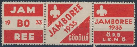 1933 Cserkész Jamboree Gödöllő levélzáró 3-as csík, igen ritka RR