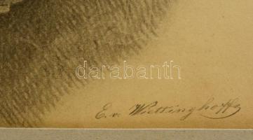 Wittinghoff Evald (1826-1882): Ókori bölcs, ceruza, papír, jelzett, paszpartuban, 50×36 cm