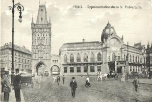 Praha, Prag; Repraesentationshaus bei Pulverturm / tower, square, town hall. montage postcard