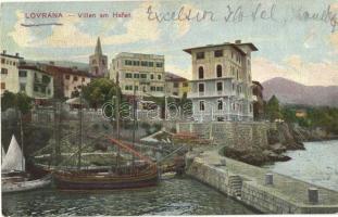 Lovran, Lovrana, Laurana; Villen am Hafen / villas at the port (Rb)