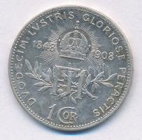 Ausztria 1908. 1K Ag "Ferenc József - Jubileum" T:1-,2 Austria 1908. 1 Corona Ag "Fra...