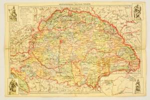 1940 Irredenta Magyarország térkép. Szegedtől Zágonig. 41x28 cm Ragasztott